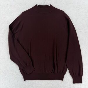 Cumran Sweater Mens Large Burgundy Silk Cotton Mock Neck Lightweight‎ Knit VTG